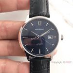 Swiss Quality Fake Mont blanc Meisterstuck Date Blue Dial watch 40mm